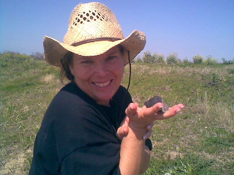 Dana and one of her finds at West (Ash Creek)